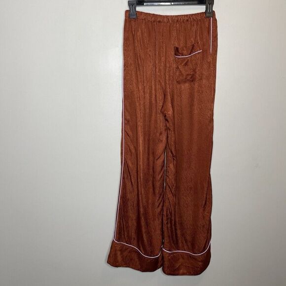UNTITLED IN MOTION Satin Pants Women Small Brown Wide Leg Pajama Suiting - Picture 9 of 16
